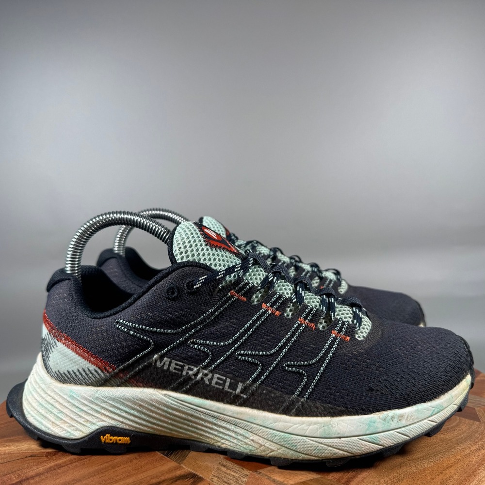 Merrell Moab Flight Womens 7.5 Black Mint Trail Running Shoes J066816 Vibram